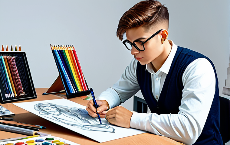 Aspiring Character Designer**
A young professional artist sketching character designs in a bright, modern studio, surrounded by art supplies, fully clothed, appropriate attire, safe for work, perfect anatomy, correct proportions, well-formed hands, natural pose, digital painting, vibrant colors, professional lighting.
**